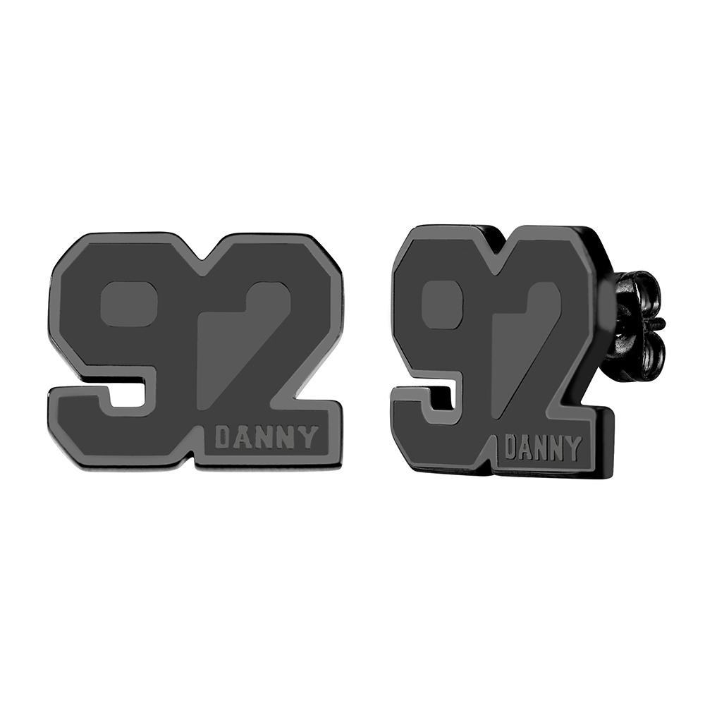 Custom Number Sport Stud Earrings, Men Jewelry, Name Stud Earrings, Sports Jewelry, Football Earrings, Gift for Players/Fans/Coaches