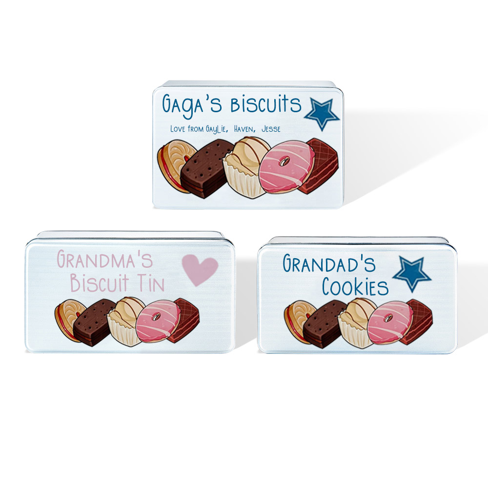 Caixa de sobremesa personalizada, lata de armazenamento de nome personalizado para guloseimas/biscoitos/doces, presente de dia das mães/natal/ano novo para crianças/família/amigos