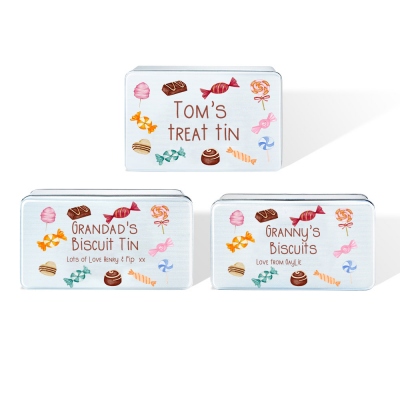 Personalized Sweet Treat Tin, Custom Name Storage Tin for Candies/Biscuits/Sweets, Mother's Day/Christmas/New Year Gift for Family/Kids/Grandparents