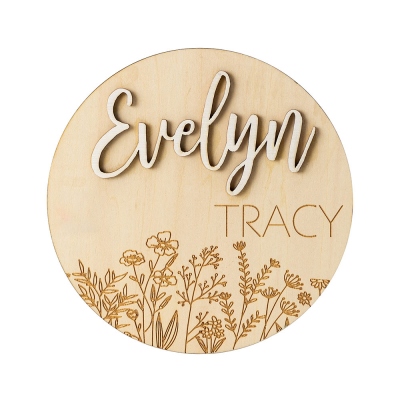 Personalized Baby Name Sign with Wildflower, 3D Name Birth Announcement, Wooden Name Plaque, Nursery Decor, Baby Shower Gifts