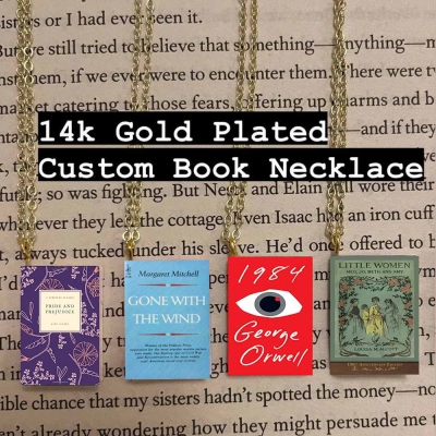 Custom Book Necklace, Handmade Present, Personalized Gift for Book Lovers, Readers, Librarians, Authors, Teachers, Writers