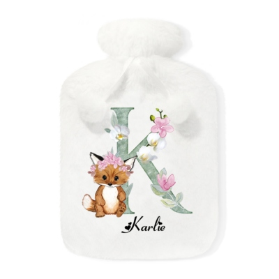 Personalized Hot Water Bottle Bag with Cute Cover for Kid, Bed Warmer, Period Cramp Heating Pad, Hot Pack for Pain Relief, Feet Warmers