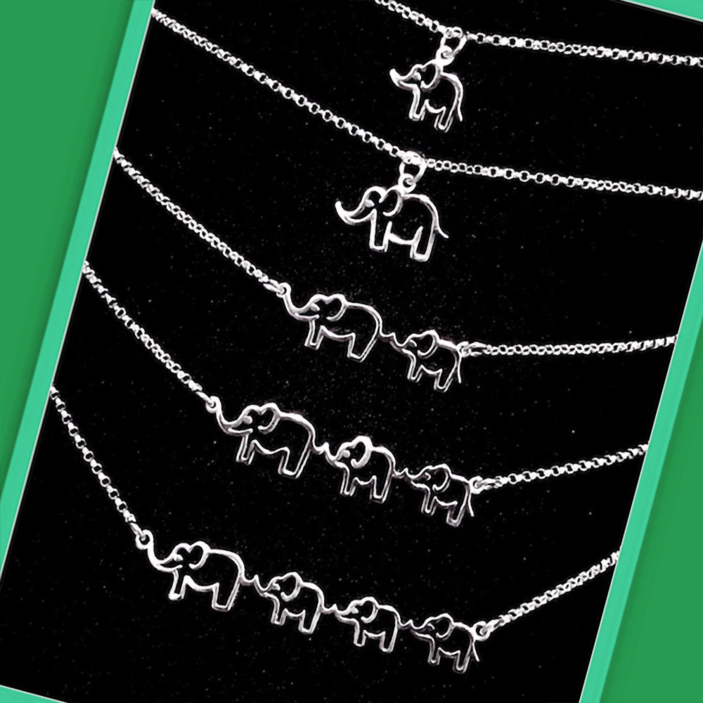 Mama and Baby Elephant Necklace, Sterling Silver 925 Necklace, Mommy