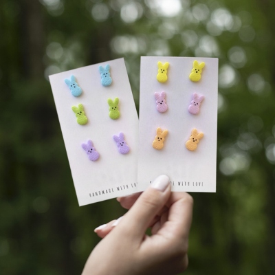 Easter Marshmallow Bunny Studs