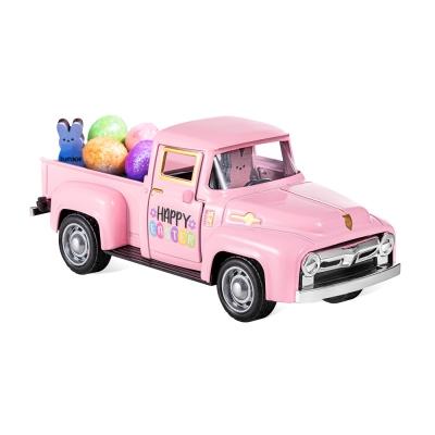 Custom Easter Truck with Eggs/Carrots Pink Vintage Farm Pickup Farmhouse Tabletop Tiered Tray Decor Home Kitchen Happy Spring Mini Decorations