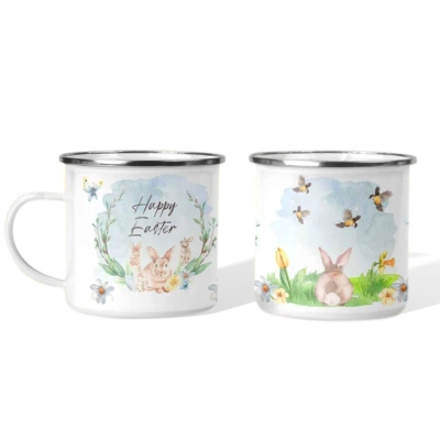Personalized Easter Bunny Enamel Mug for Easter Gifts