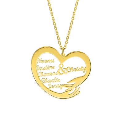 Personalized 1-6 Names Heart Necklace