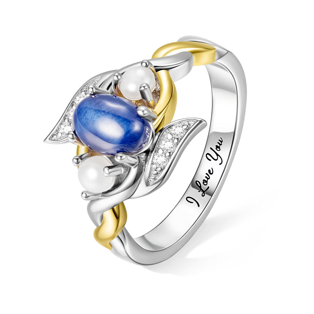 Anel de pedra de safira estrela azul, anel de corte noturno das montanhas estreladas, anel de casamento para presentes de livros, joias para mulheres
