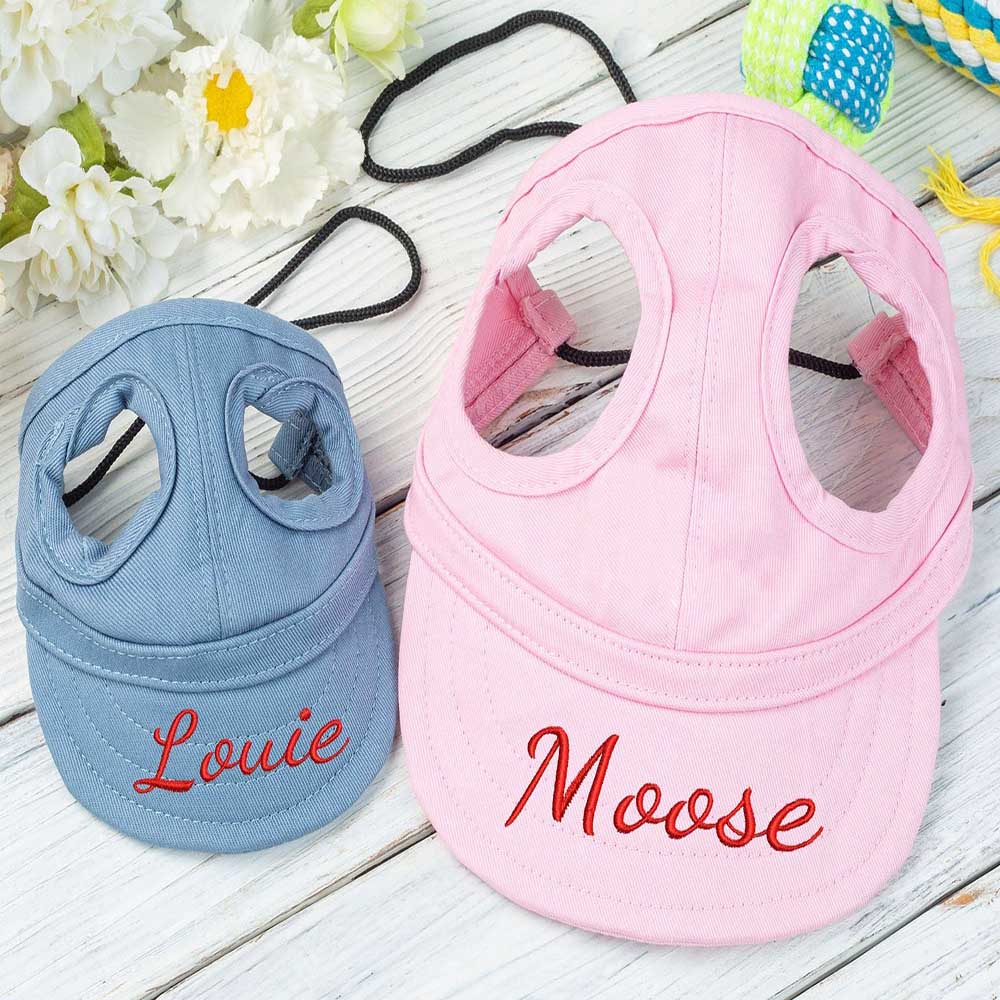 Personalized Embroidery Name Dog Hat, Dog Sun Hat, Adjustable Dog Hat