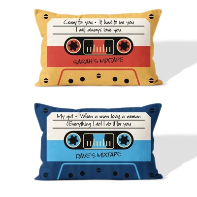 Personalized Mixtape Pillowcase Couples Gift, Retro 80s Music Bedding, Anniversary/Valentine's Gift, Gift for Boyfriend(Two Sides)