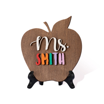Personalized Teacher Sign, Apple Sign, Desk Name Plate, Teacher Office Decor, Teacher's Day/Appreciation/End of Year/Christmas/Back to School Gift