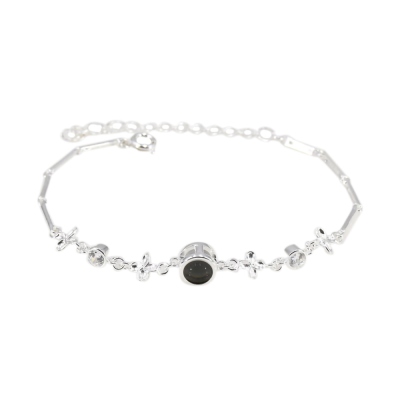 Custom Photo Projection Flower Bracelet, Sterling Silver 925 Four-Leaf Clover Bracelet with I Love You in 100 Languages, Gift for Women/Girls