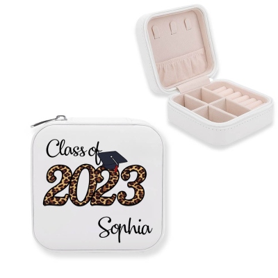 Scatola di gioielli di laurea classica personalizzata, custodia per gioielli di laurea personalizzata, regalo di laurea di classe 2023, ricordo di laurea, regalo per il laureato