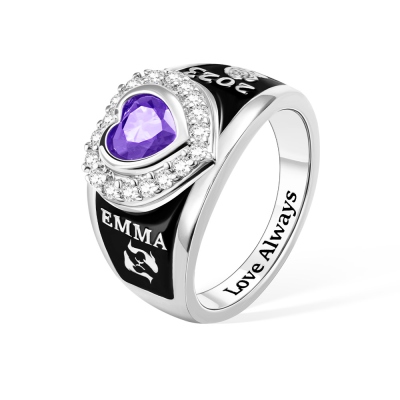 Custom Women's Class Ring for High School, College & University Graduates, Sterling Silver 925 Personalized Mementos Jewelry, Graduation Rings 2023