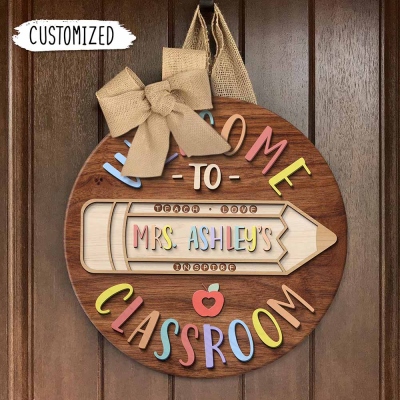 Custom Teacher Door Sign, Wooden Teacher Office Decor, Classroom Door ...