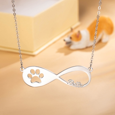 Custom Name Pet Memorial Necklace, Custom Pet Remembrance Infinity Necklace, Pet Loss Gift, Personalized Memorial Gift for Pet Lovers/Women/Family