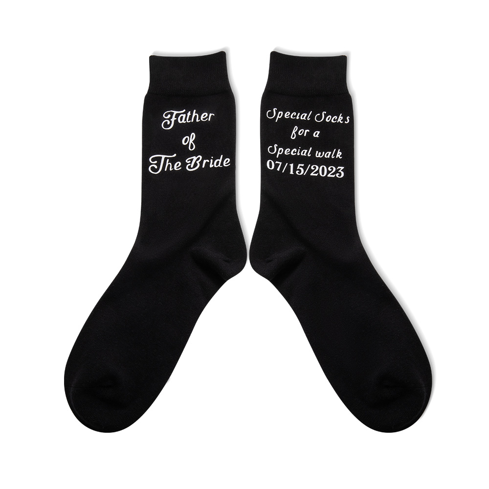 Custom Father Of The Bride Socks With Wedding Date Special Socks For A Special Walk Ts For