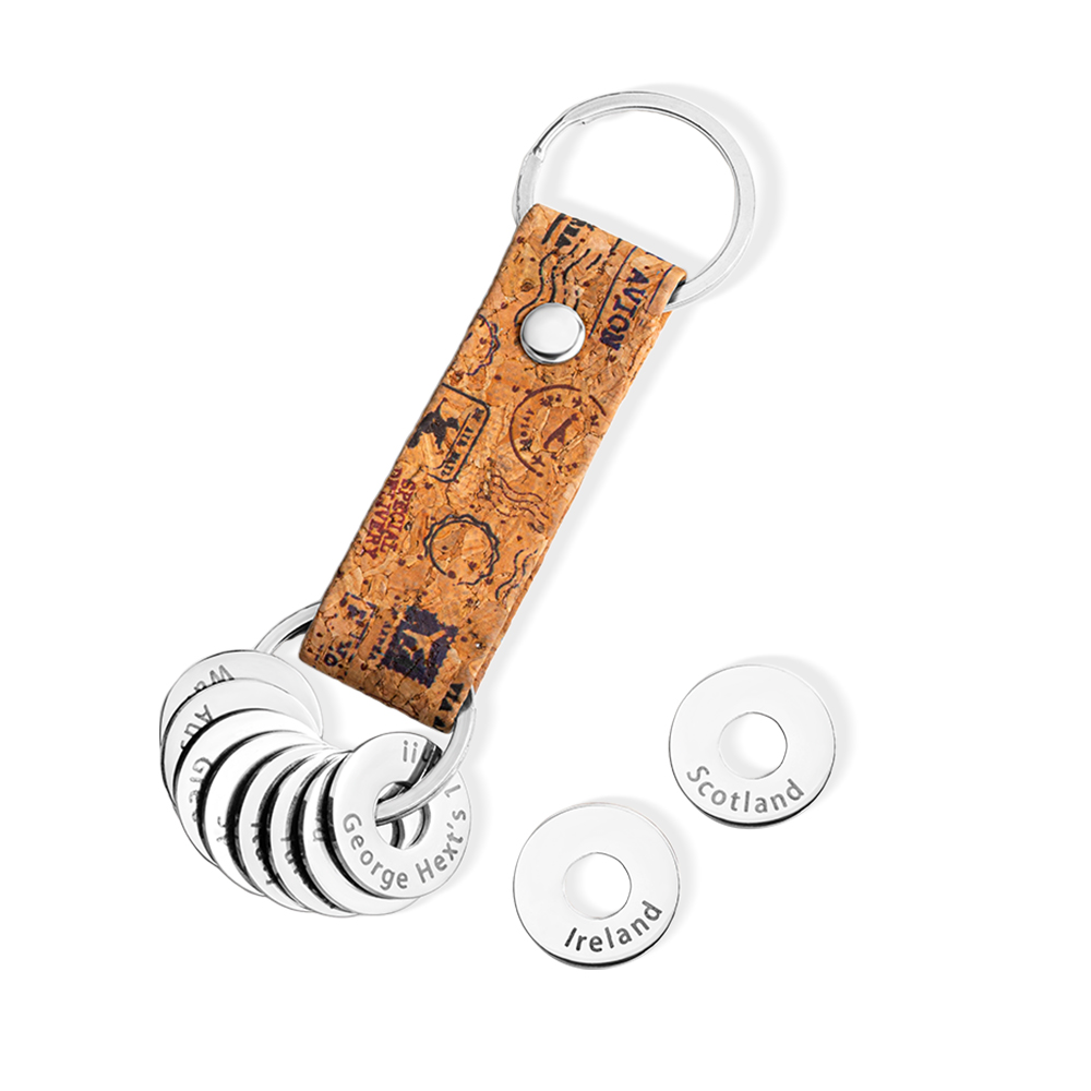 Custom Passport Keychain & Country Tokens Bundle, Vegan Leather