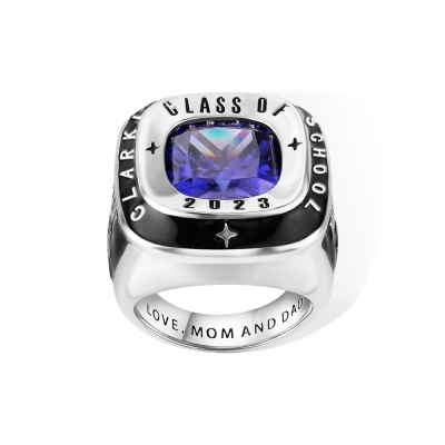 Custom Class Ring for Men's High School, College & University, Collection Gifts, Sterling Silver, Personalized Mementos Jewelry, Graduation Rings 2023