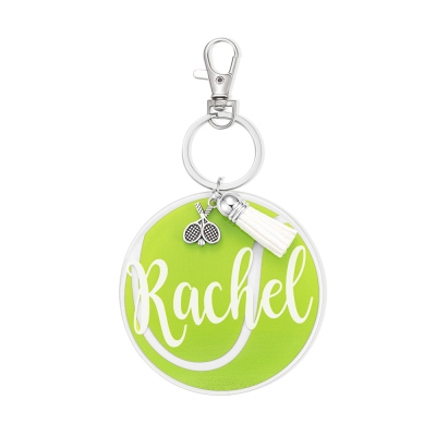 Personalized Name Acrylic Tennis Bag Tags, Set of 2, Custom Tennis Tag with Tassel, Tennis Team Gift, Gifts for Kids/Sports Lovers/Tennis Player, Tennis Team Member