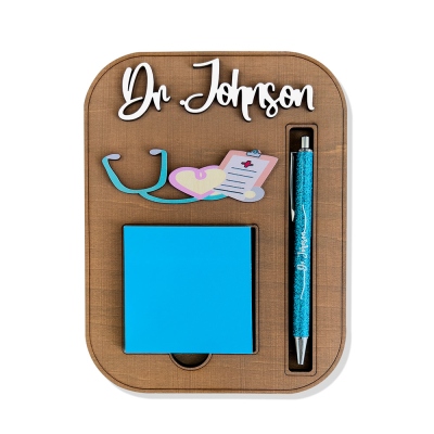 Personalized Medical Themed Sticky Note Holder, Custom Name Post-it Holder with Pen Slot, Doctor/Nurse Gift, Graduation Gift, Gift for Her
