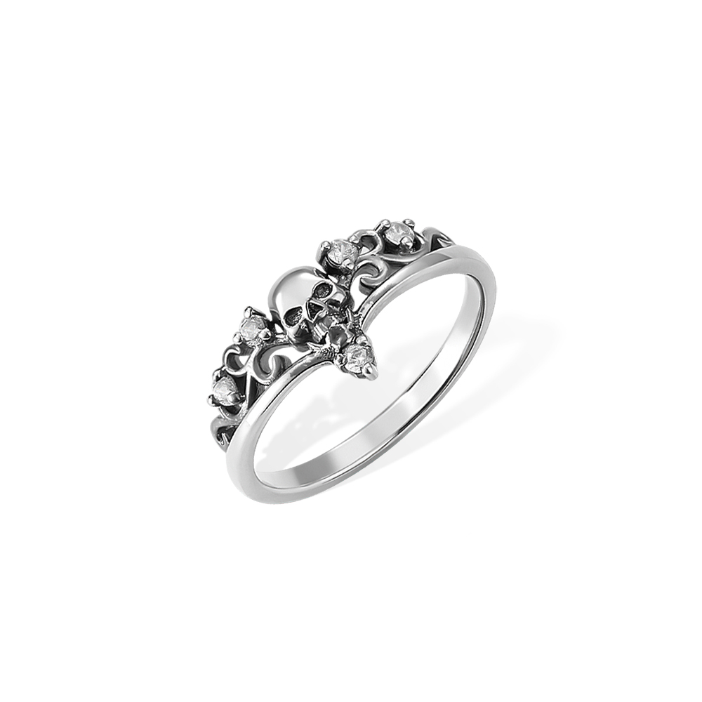Anel de noivado de caveira gótica, anel de esqueleto com strass, anel de bronze/prata esterlina 925, anel steampunk, presente para ele/ela