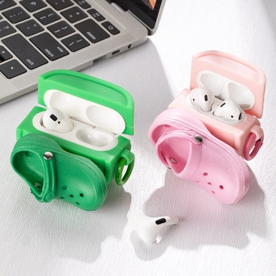 Mini Hole Shoes Earphone Protective Cover, Silicone Bluetooth Wireless Case, Earphone Accessories, Hole Shoes Keychain, Suitable for Airpods/Airpods 2