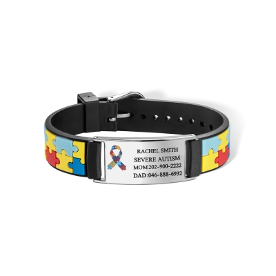 Engraved Medical Alert Bracelet for Kid, Children's Autism Awareness Medical Alert Bracelet, Kid's ID Bracelet