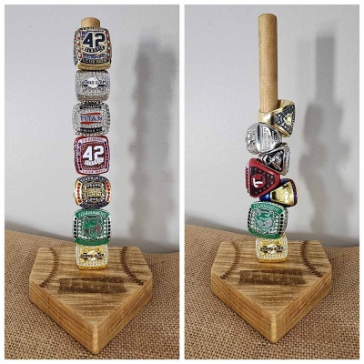 Baseball Softball Homeplate Stacked Ring Holder, Championship Ring Holder, Tournament Ring Holder, Personalized Gift