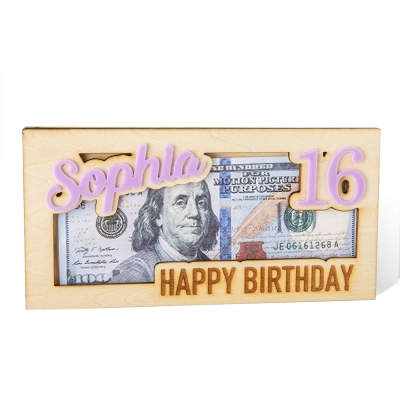 Customized Name Birthday Money Holder, Money Gift Envelope, Wooden Money Box, Cartoon Money Holder, Birthday Accessory, Birthday Gift for Kids/Teens