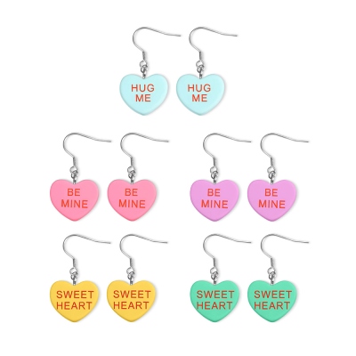 Heart Sweet Dangle Earrings, Cute Earrings for Women, Resin Funky Earrings, Birthday/Valentine's Day Gift for Girlfriend/Sister/Friends