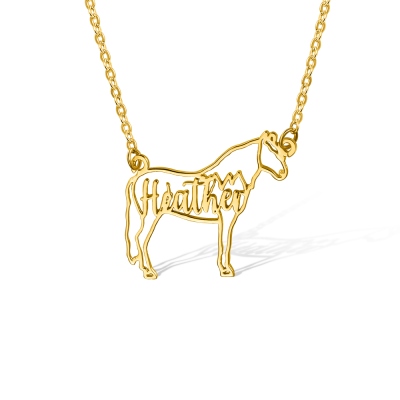 Personalized Name Horse Necklace, Animal Memorial Necklace, Sterling Silver Necklace, Horse Jewelry, Horse Riding/Christmas Gift, Gift for Horse Lover
