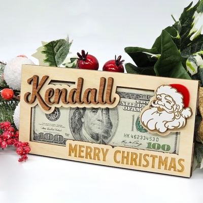 Personalized Name Christmas Money Holder, Money Card, Christmas Stocking Stuffer, Christmas Greeting Card, Holiday Money Holder, Family Christmas Gift