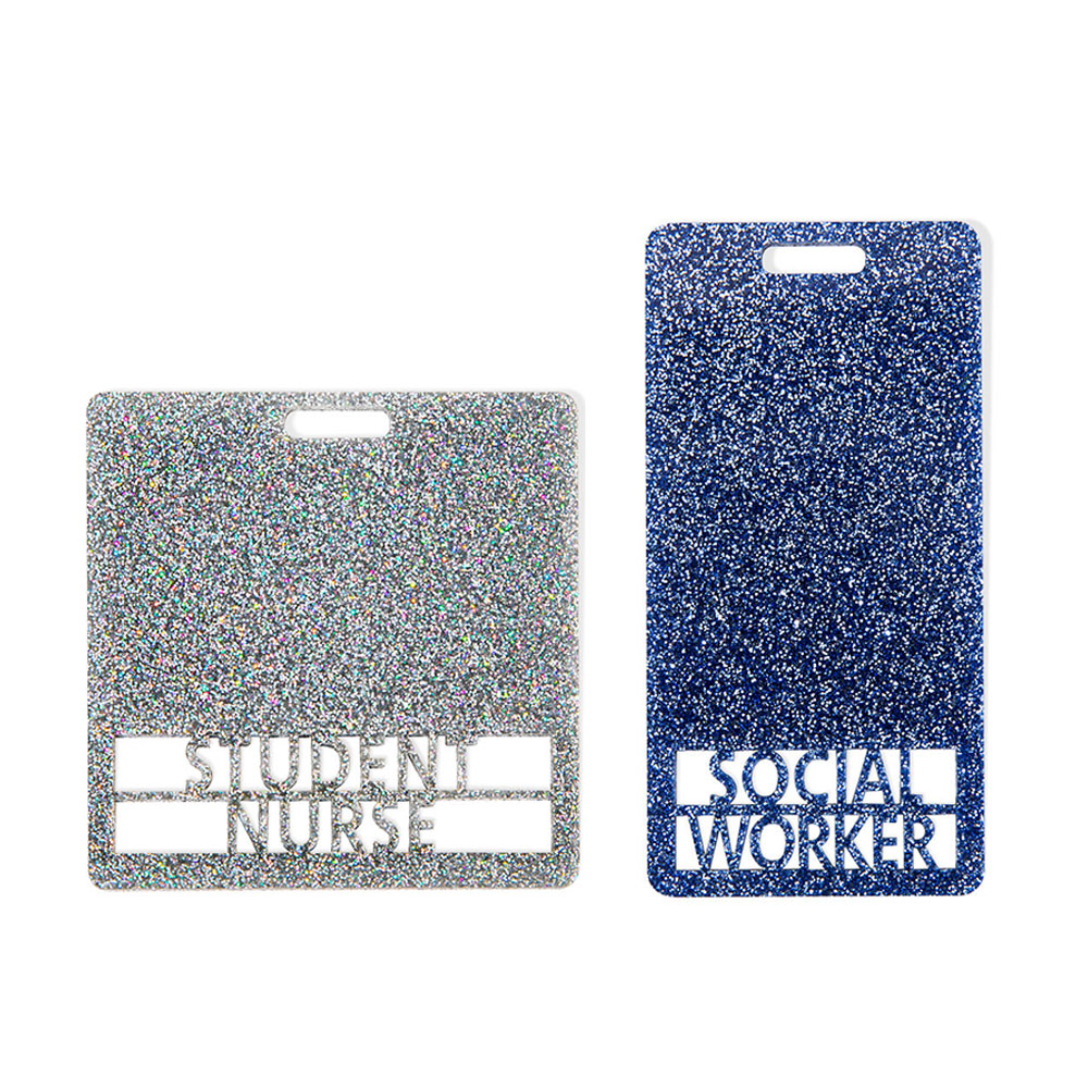 Custom Glitter ID Badge Reel & Badge Buddy, Acrylic RN Badge Reel