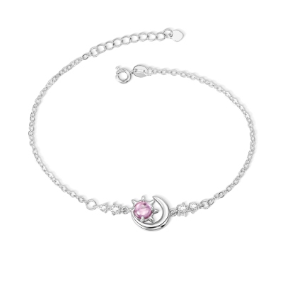 Personalized Crescent Moon Sun Star Bracelet, Birthstone Bracelet, Sun Moon Bracelet, Women's Bracelet, Friendship Bracelet, Christmas Gift for Mom