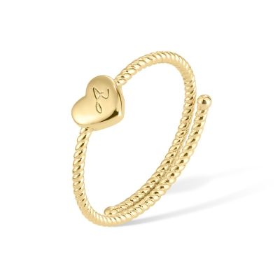 Custom Initial Heart Twist Ring, Sterling Silver 925 smycken, justerbar ring, födelsedag/mors dag/ alla hjärtans dag present till mor/fru/älskare