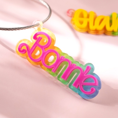 Custom Rainbow Tag Keychain with Name & Initial, Colorful Name Backpack Tag in Cute Font, Bag Accessory, Back to School/Christmas Gift for Kid/Friend