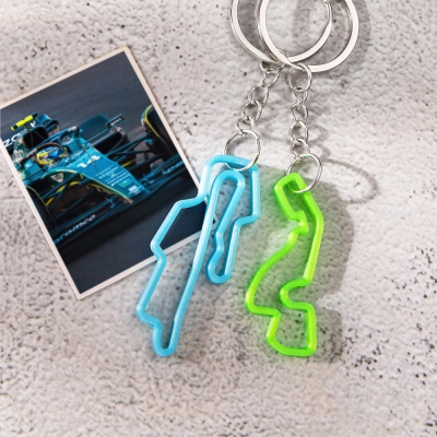 Custom Race Circuit Layout Keychain, Personalized 3D Printed Autodromo Track Keyring Accessory, Birthday/Anniversary Gift for Race/Motorsport Lovers