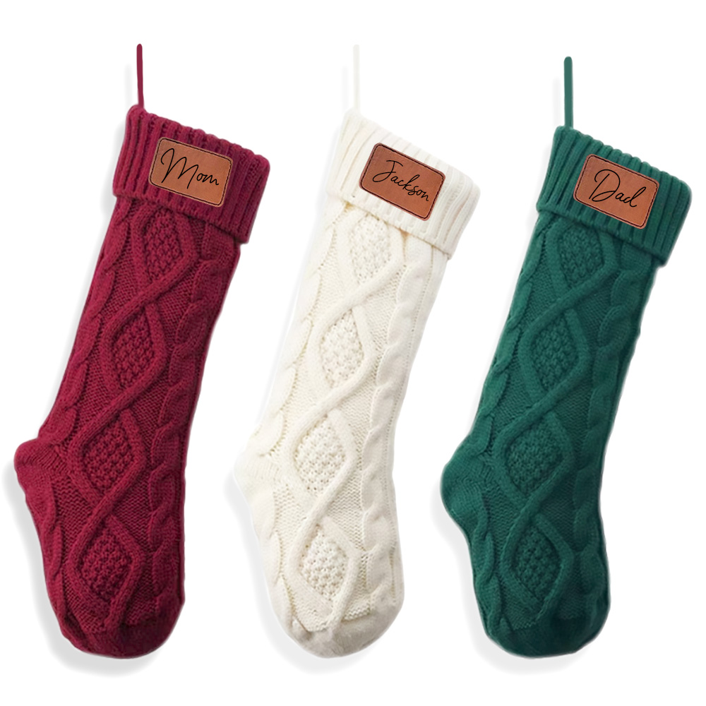 Lot De 12 Chaussettes De Noël Personnalisées - Design Flocons De Neige Et étoiles Dorées - Pour Décorer Le Sapin, La Cheminée, Remplir De Petits Cadeaux