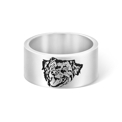 Personalized Pet Photo Ring, Name Engraved Sterling Silver Ring, Pet Loss Jewelry, Memorial/Sympathy Gift, Gift for Pet Lovers/Dog Mom/Cat Mom