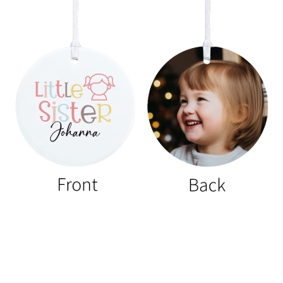 Personalized Brother & Sister Decorations, Custom Name Christmas Ornament with Photo, Family Memorial Gifts, Christmas Gifts, Gift for Grandmom/Kids