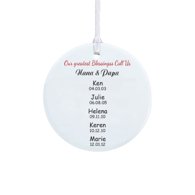 Personalisiertes „My Grandkids“-Ornament, Keramikornament mit individuellem Namen und Foto, Zimmer-/Weihnachtsbaumdekoration, Weihnachtsgeschenk für Großmutter/Opa/Familie