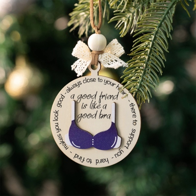 Custom Photo Friend like a Bra Ornament, Friend Christmas Ornament, Funny Friends Ornament