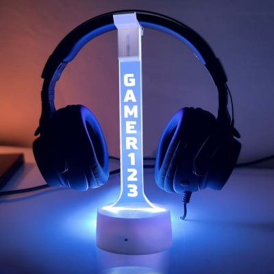 Personalized Gamertag Headphone Stand, Any Username/Multi-Color Acrylic Headset Holder, Gaming Accessories, Gift for Gamers/Dad/Men/Boyfriend