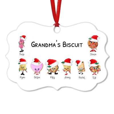 Personalisierter Keks-Familienschmuck mit Namen, individueller Keksornament, hängende Keramikornamente, Weihnachtsbaumschmuck, Geschenke für Familie/Freunde