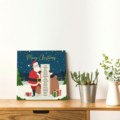 Tela con elenco di Babbo Natale con nome personalizzato, ornamento su tela di Natale personalizzato, decorazione della stanza, ornamento di Natale, regali di Natale per nipoti/famiglia