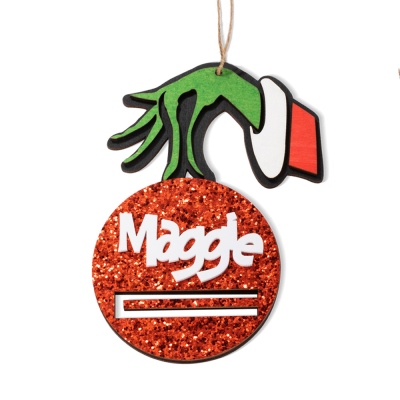 Ornamenti natalizi personalizzati con mostri verdi, divertenti regali di Natale, porta soldi, decorazioni per l'albero delle feste, mano natalizia, famiglia di mostri verdi