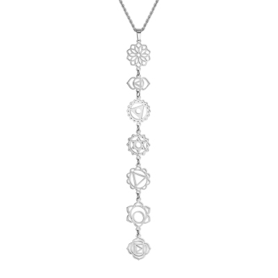 Dainty 7 Chakra Necklace, Yoga Symbol Necklace, Healing Necklace, Sterling Silver Necklace, Yoga Jewelry, Spiritual Jewelry, Yoga Lovers Gift