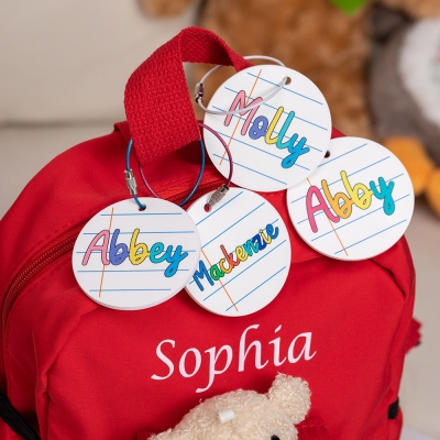 Personalized Kid's Name Tag, Set of 2, Custom ID Tag Bag Keychain, Kid's Backpack Accessory, Lunch Box Name Tag, Back to School Gift for Kids/Students