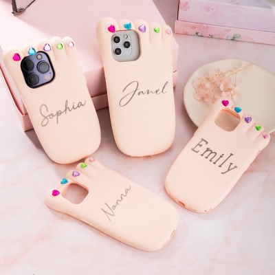 Custom 3D Foot Shape Silicone Phone Case, Suitable for All iPhone 11/12/13/14/15 Models, Birthday/Graduation/Bridesmaid Gift for Girls/Family/Friends